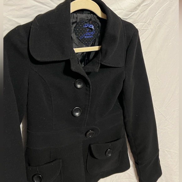 Sz S Jack by BB Dakota hip length black jacket pea coat - Picture 8 of 10